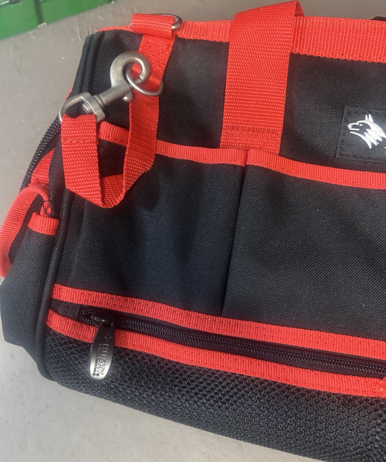Husky 16 in. 17 pocket Large Mouth Tool Bag Black And Red – NWOT