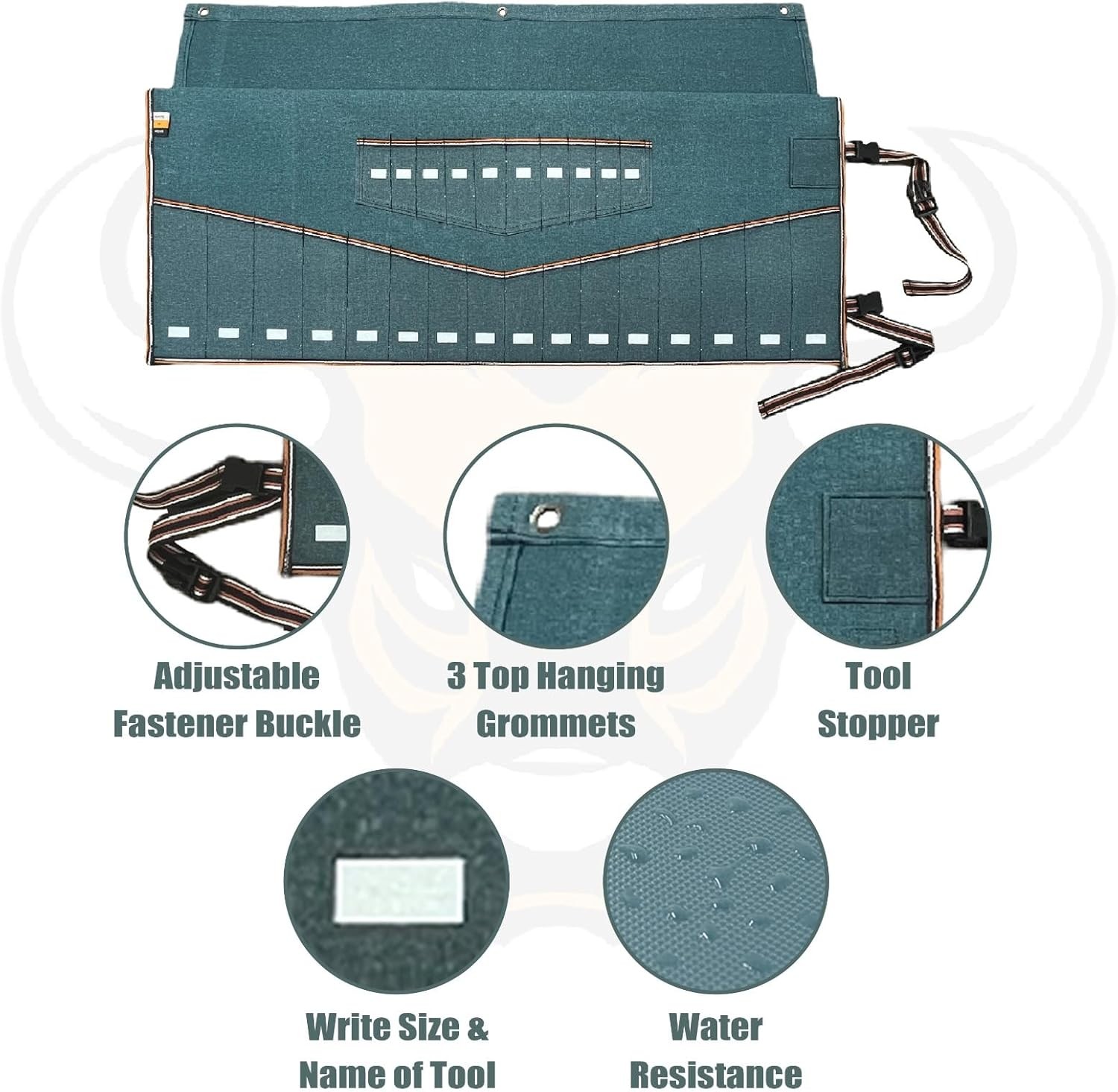 Wrench Organizer 26 Pocket Roll Up Pouch with Carry Bag Tool Metric & SAE Hand
