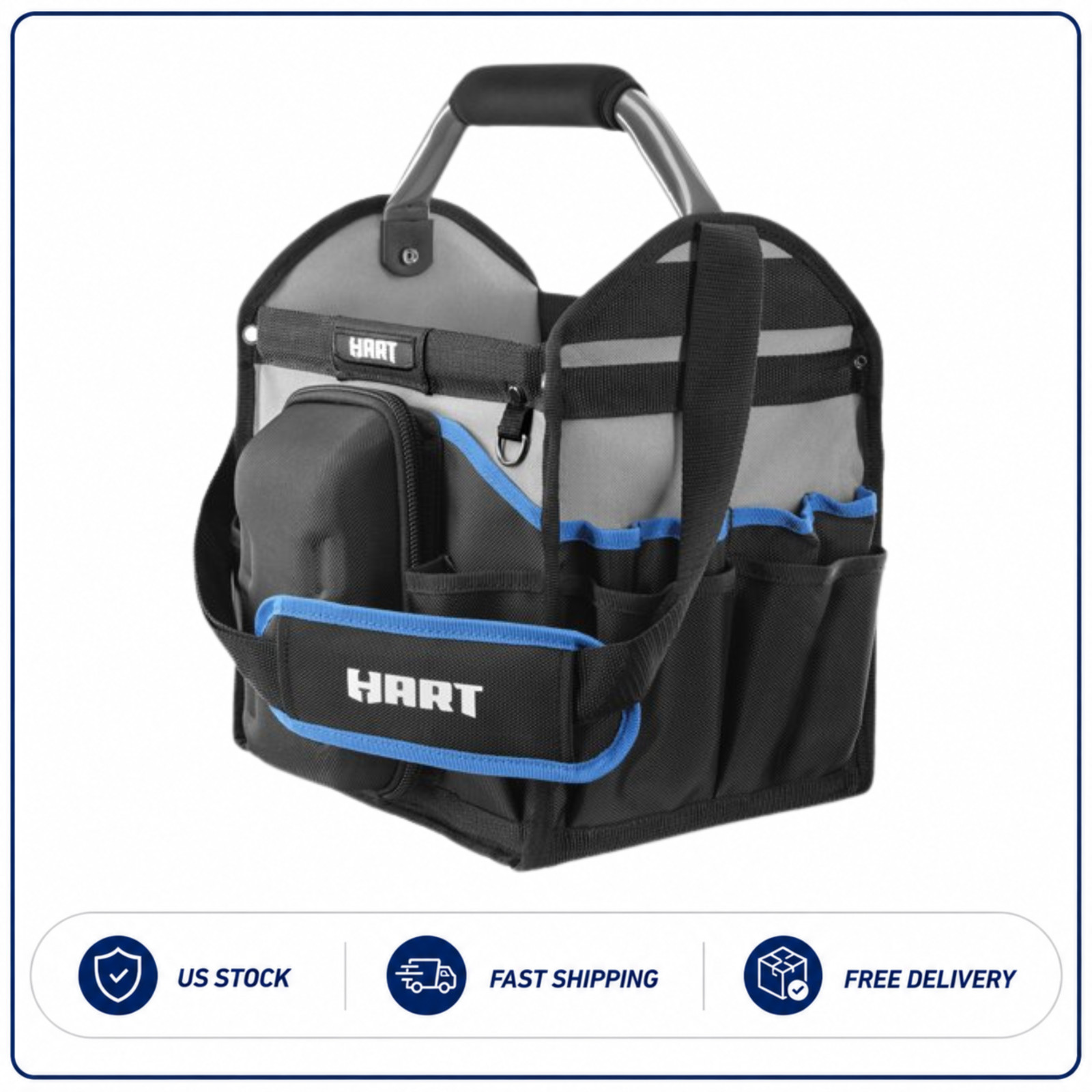 HART 12″ Tool Tote with Rotating Handle Heavy Duty Tool Storage Bag