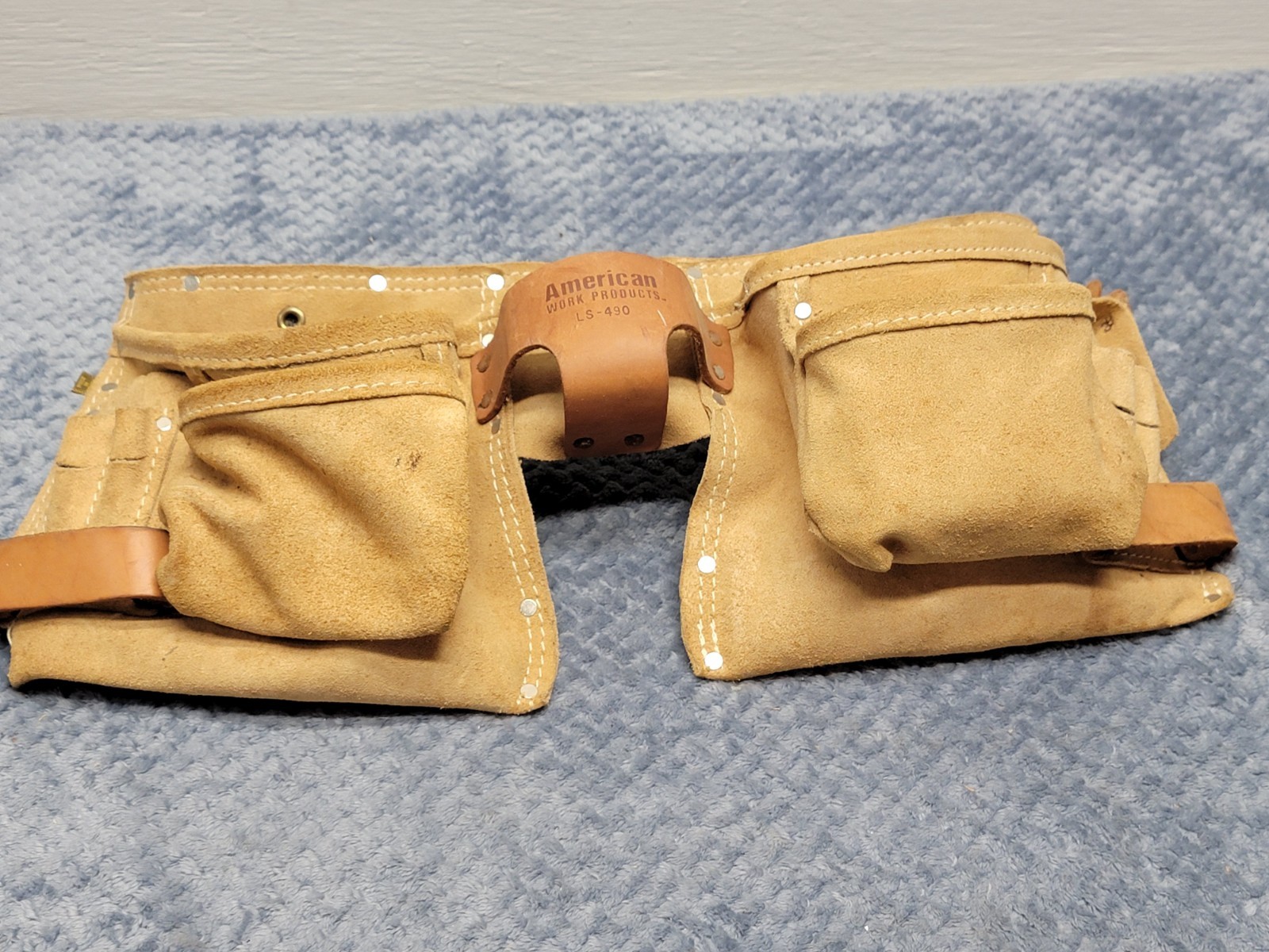 Vintage American Work Products LS-490 Leather Carpenter Tool Belt Pouch Tan