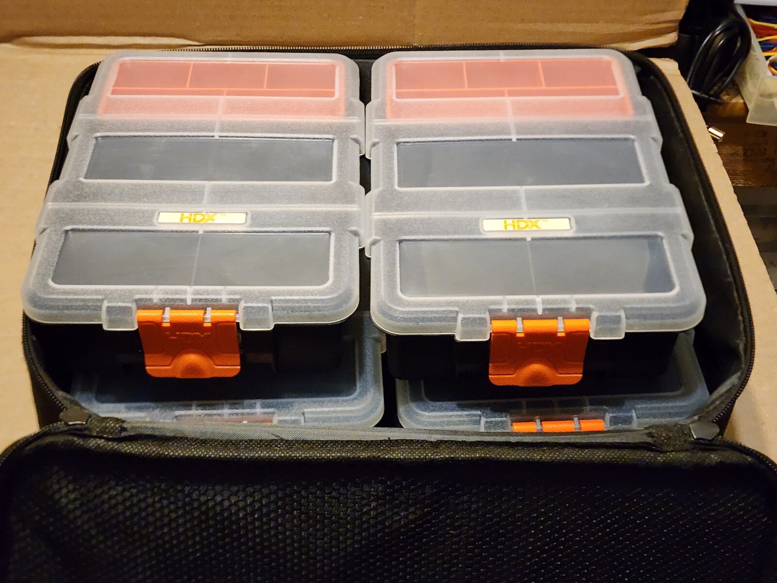 Ridgid 902048009 Contractor Tool Bag 14x10x4.5 + 4 HDX Plastic Tool Storage Box
