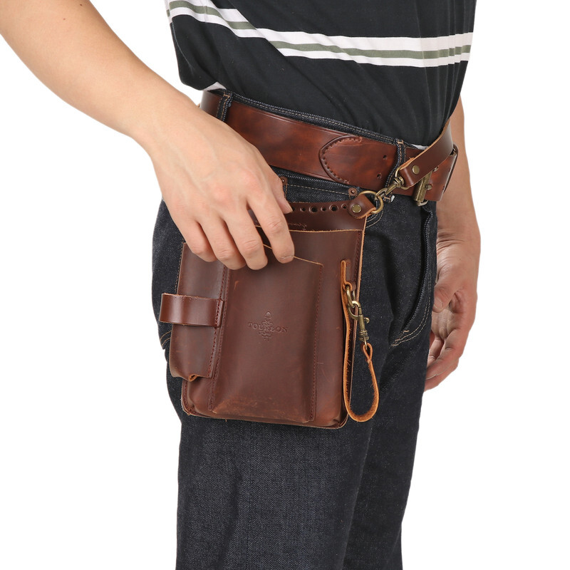 TOURBON 6-in-1 Leather Garden Tools Storage Belt Pouch Utility Shoulder Bag Gift