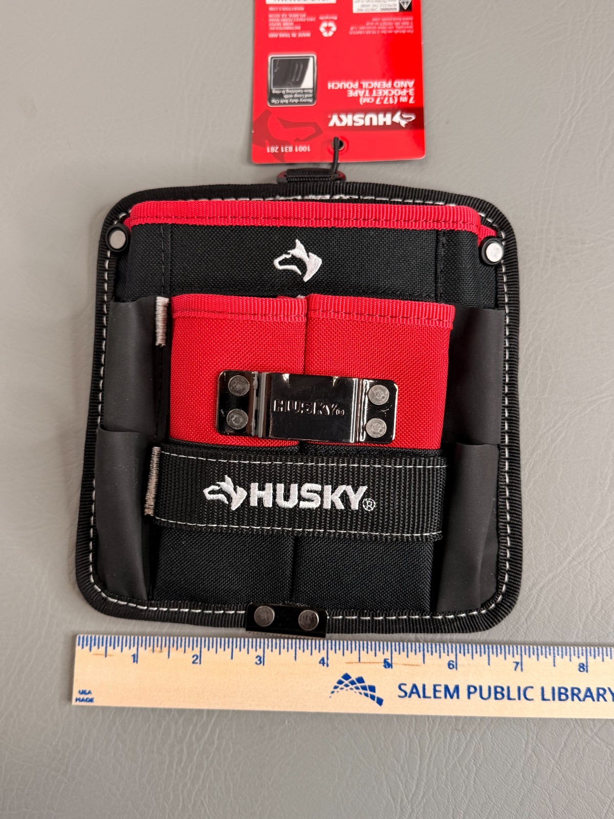 Husky 7 in. 3-Pocket Clip On Tool Belt Pouch Heavy Duty Storage