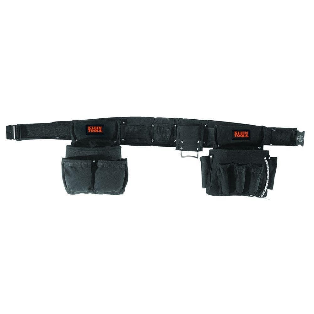 NEW Black Nylon Electricians Tool Belt Contractor Bag Pouch Storage Klein Tools
