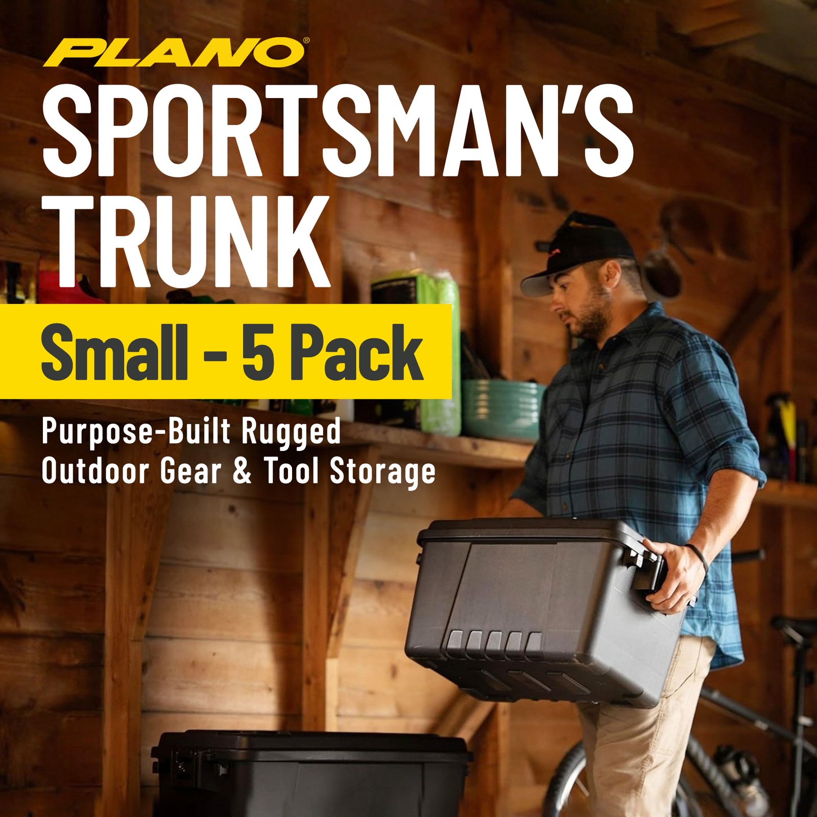 Plano 5 Pack Small Hinged Sportsman’s Trunk for Outdoor Gear and Tools, Black