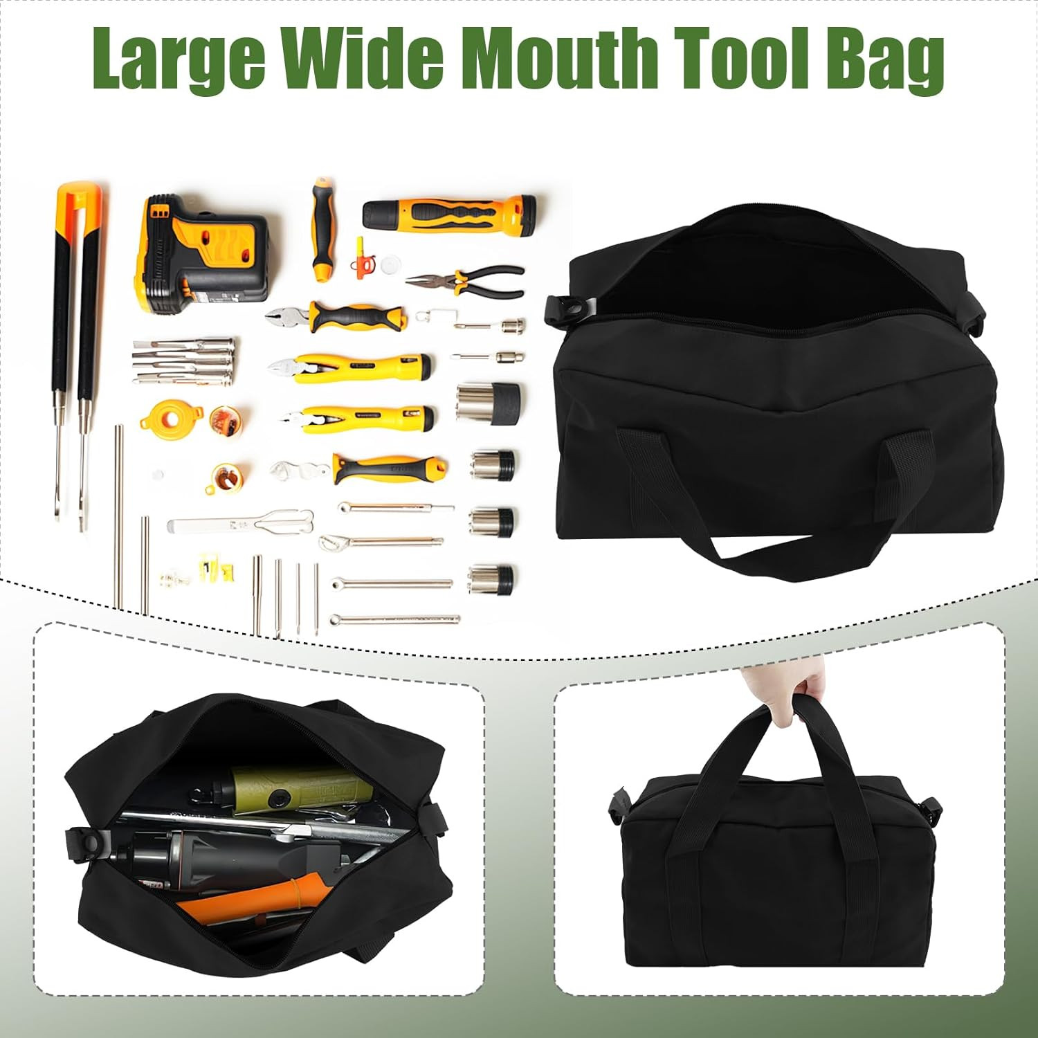 Small Tool Bag,Close Top Wide Mouth Tool Organizer Bag,Large Capacity Tool Bags