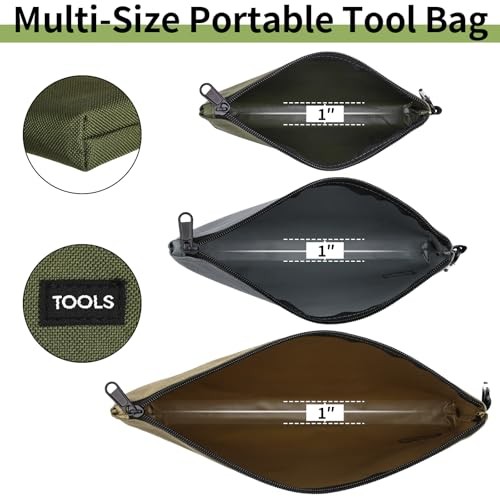 6 Pack Zipper Pouch, Premium Tool Bag, Utility Flat Bottom Storage Multicolor