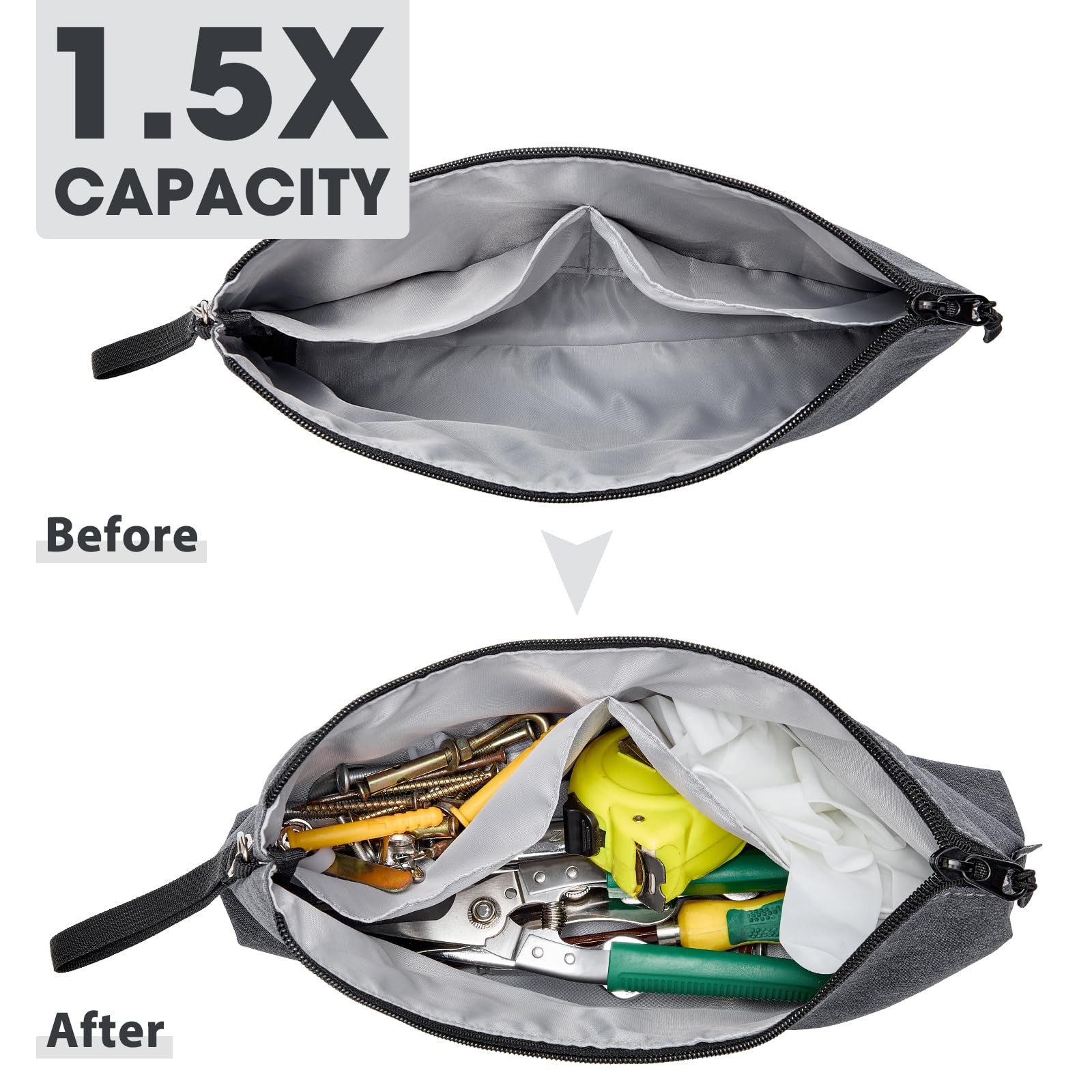 1Pack 12 Inch Tool Bag Zipper Pouch, Small Tool Pouch, Utility Multipurpose S…