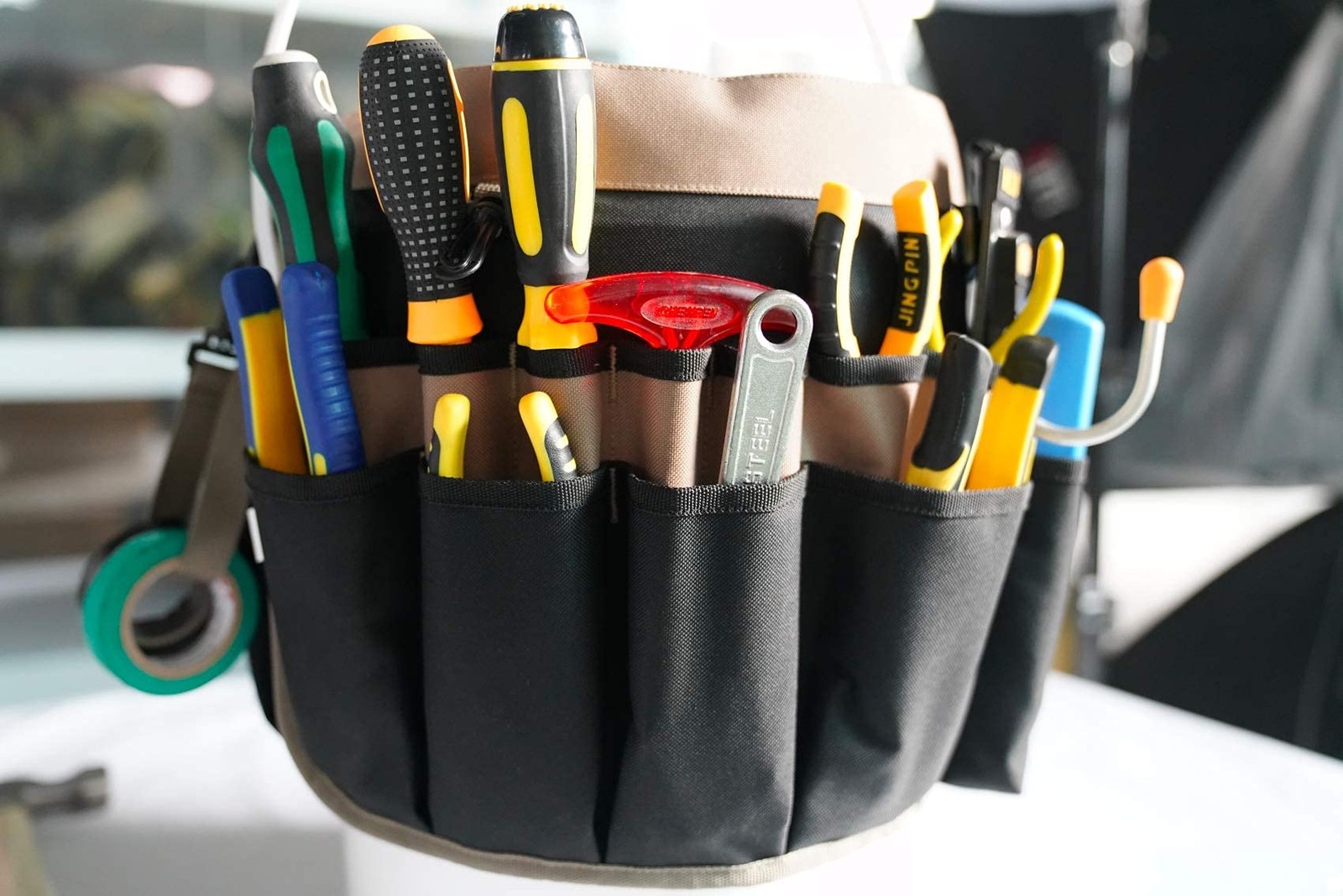 Bucket Tool Organizer With 35 Pockets Fits to 3.5-5 Gallon Bucket (Khaki)