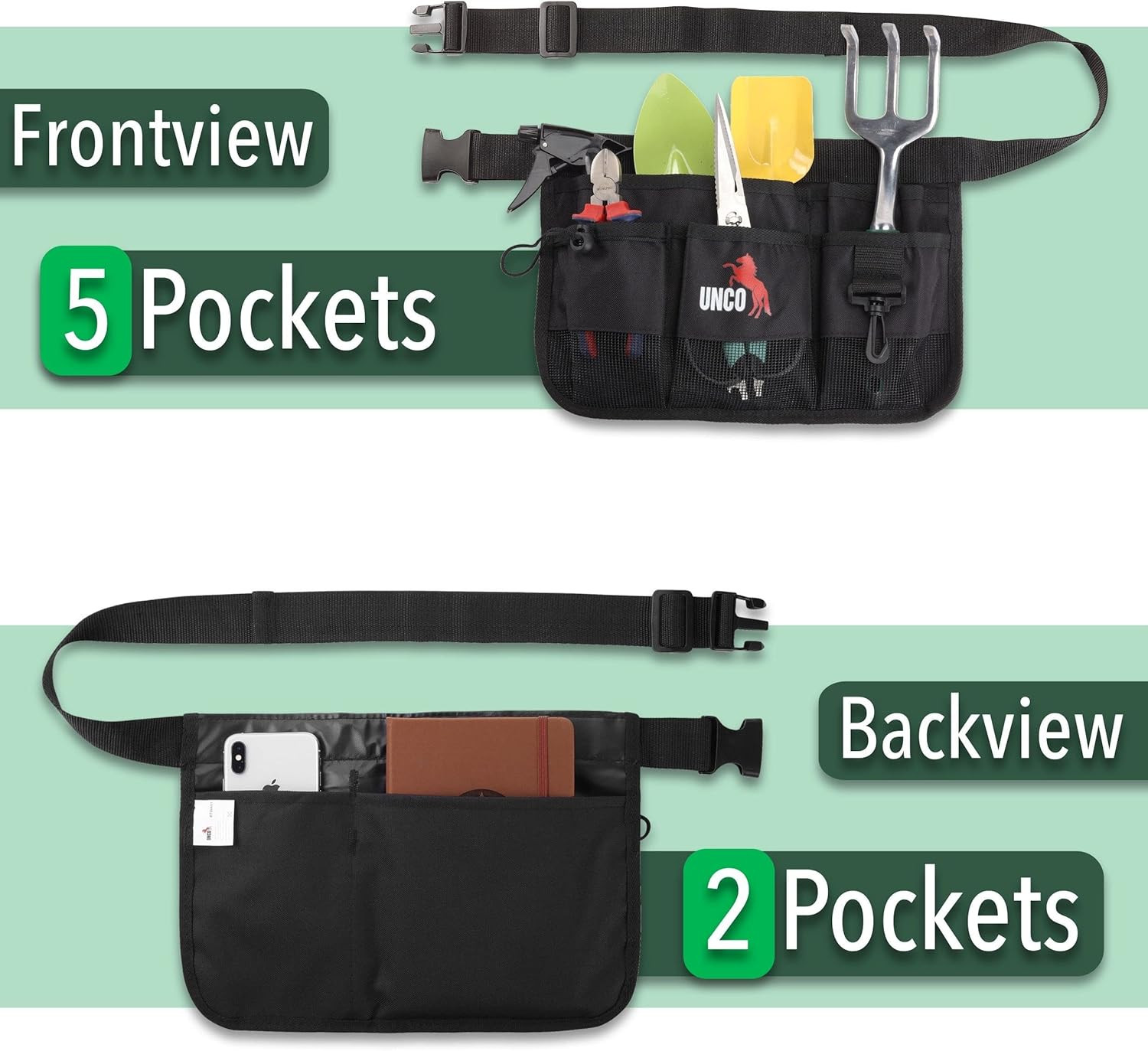 – Gardening Belt, Garden Tool Belts for Men, Waist Apron with Pockets, Construct