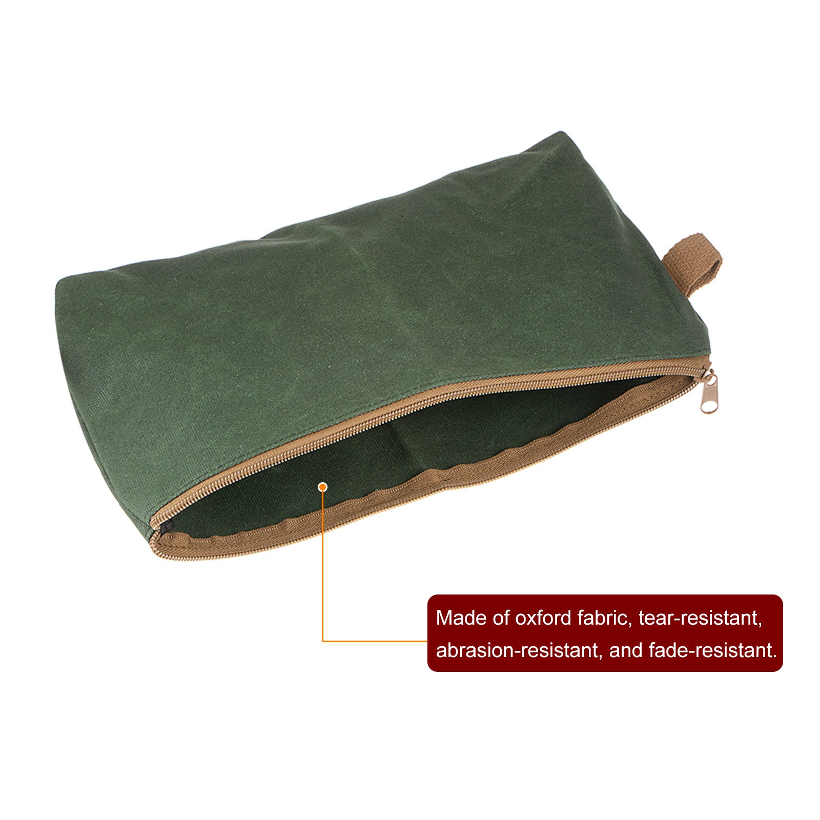 Tool Pouch Bag 31cm x 6cm x 17cm Oxford Organizer with Zipper Dark Green