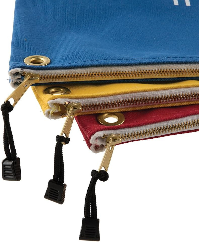 5539LCPAK Zipper Bags, Large 16-Inch Canvas Tool Pouches for Tool Storage with B