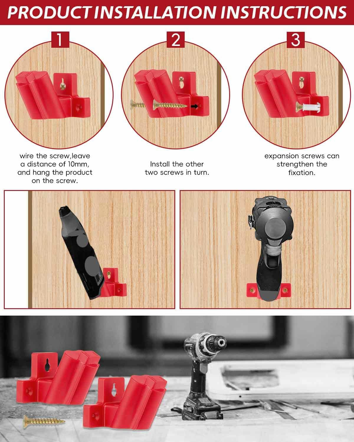 6-Pack Tool Holder Compatible with Milwaukee M12 12V Power Tools, Wall Mount Org