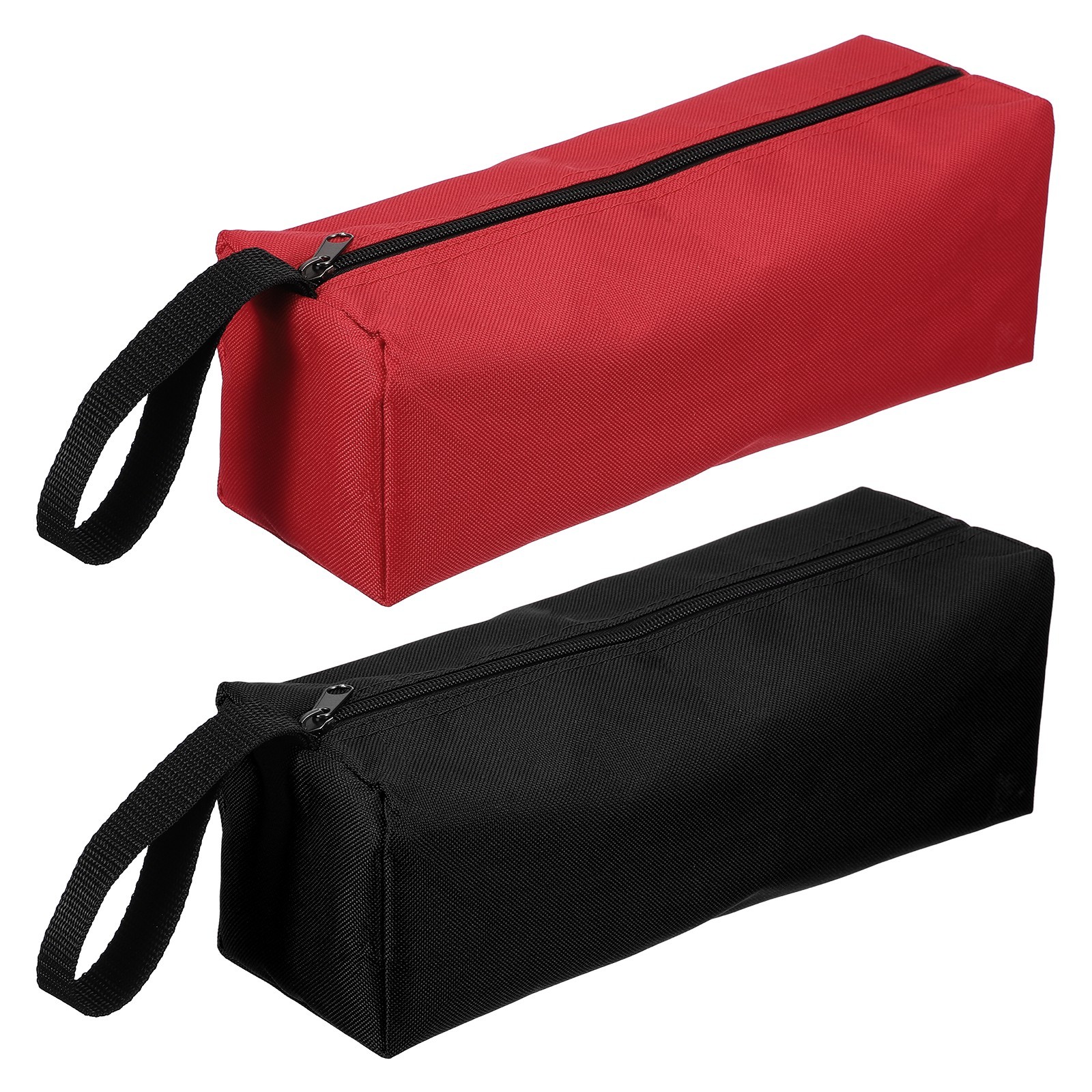 2 Pcs Black/Red Multi Purpose Zipper Canvas Tool Pouch, 11.8×3.9×3.9″