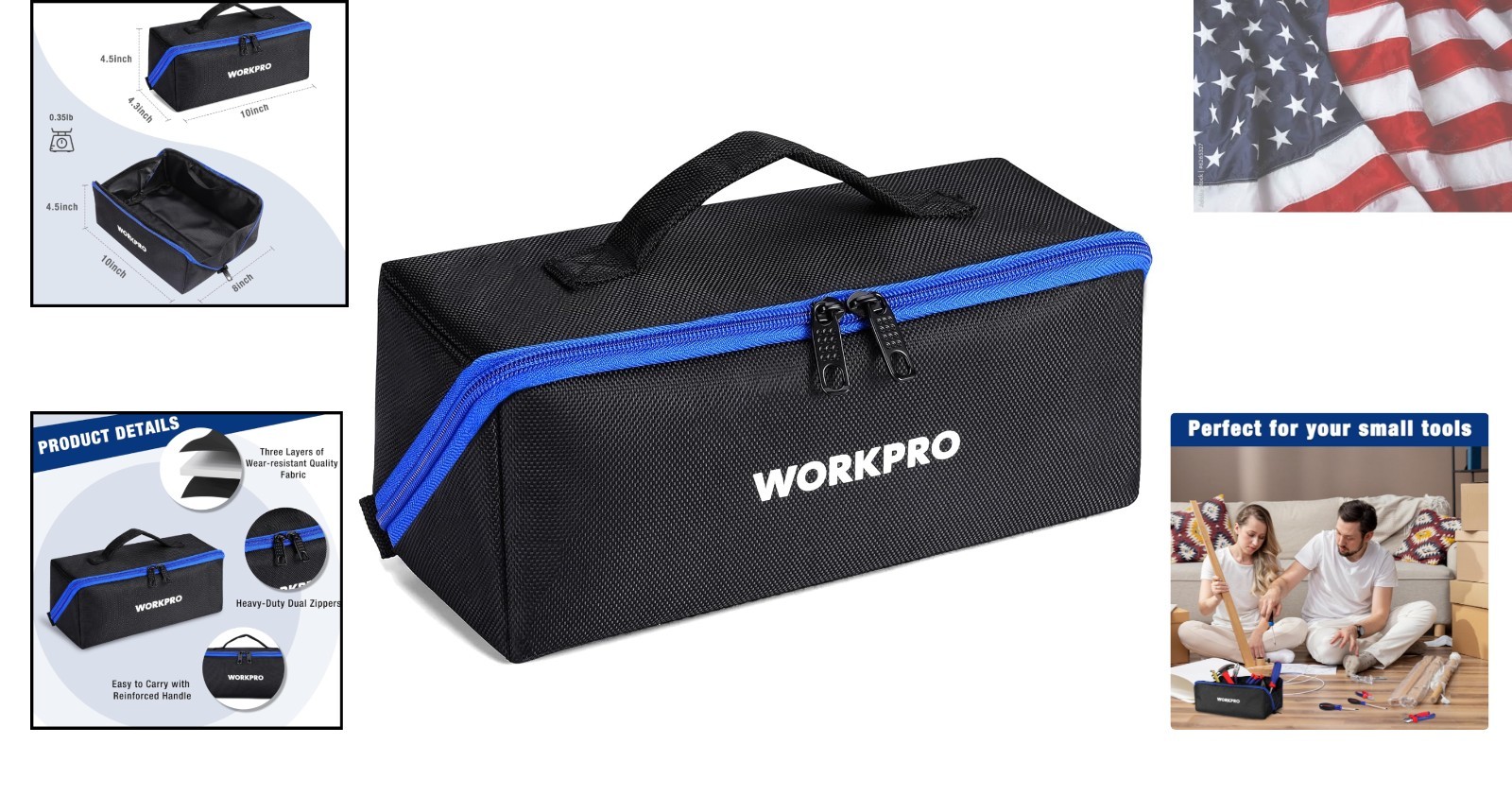 Multipurpose 10″ Tool Organizer Bag with Heavy-Duty Zippers for Professionals