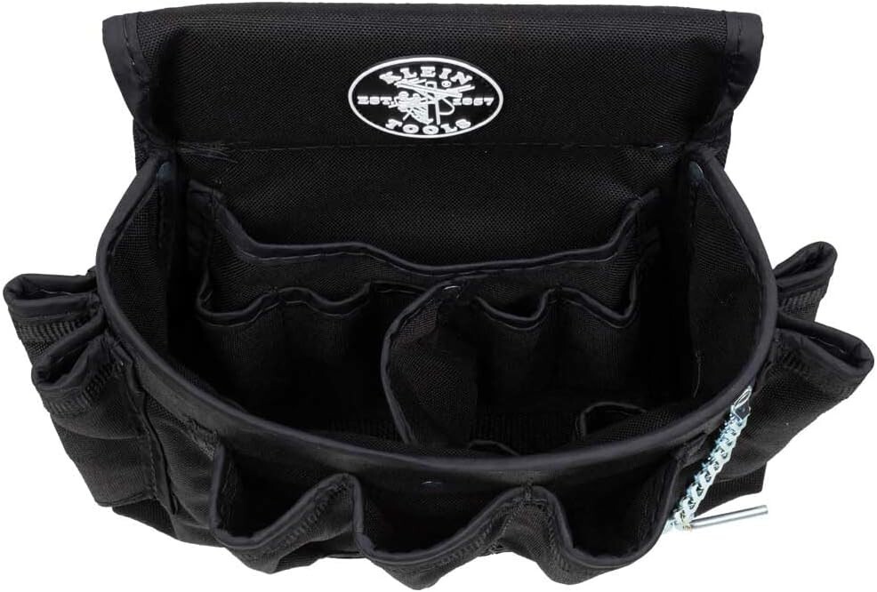 Lightweight 18-Pocket Tool Pouch with Rivet Reinforced Stitching – Black