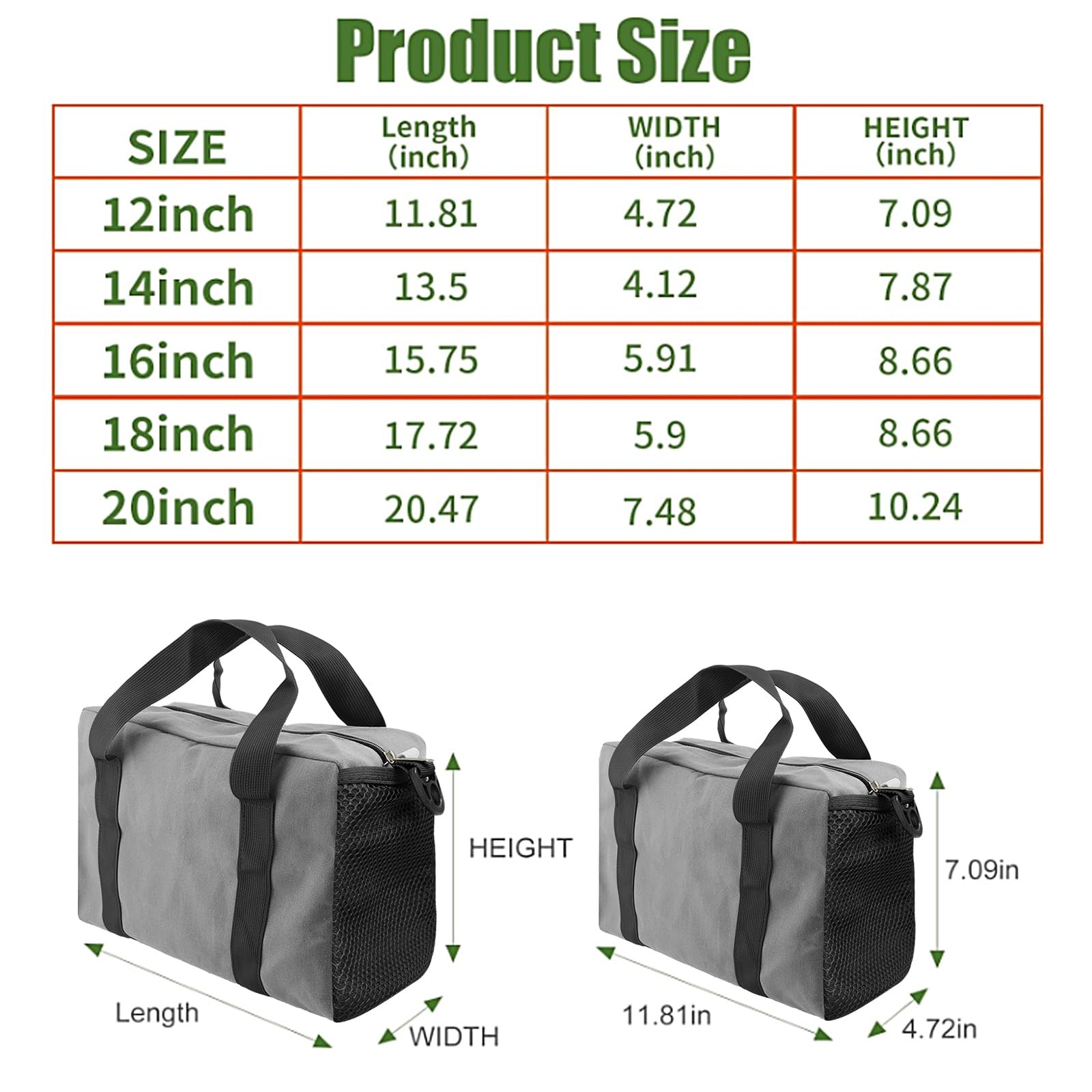 Small Tool Bag,Close Top Wide Mouth Tool Organizer Bag,Large Capacity Tool Ba…