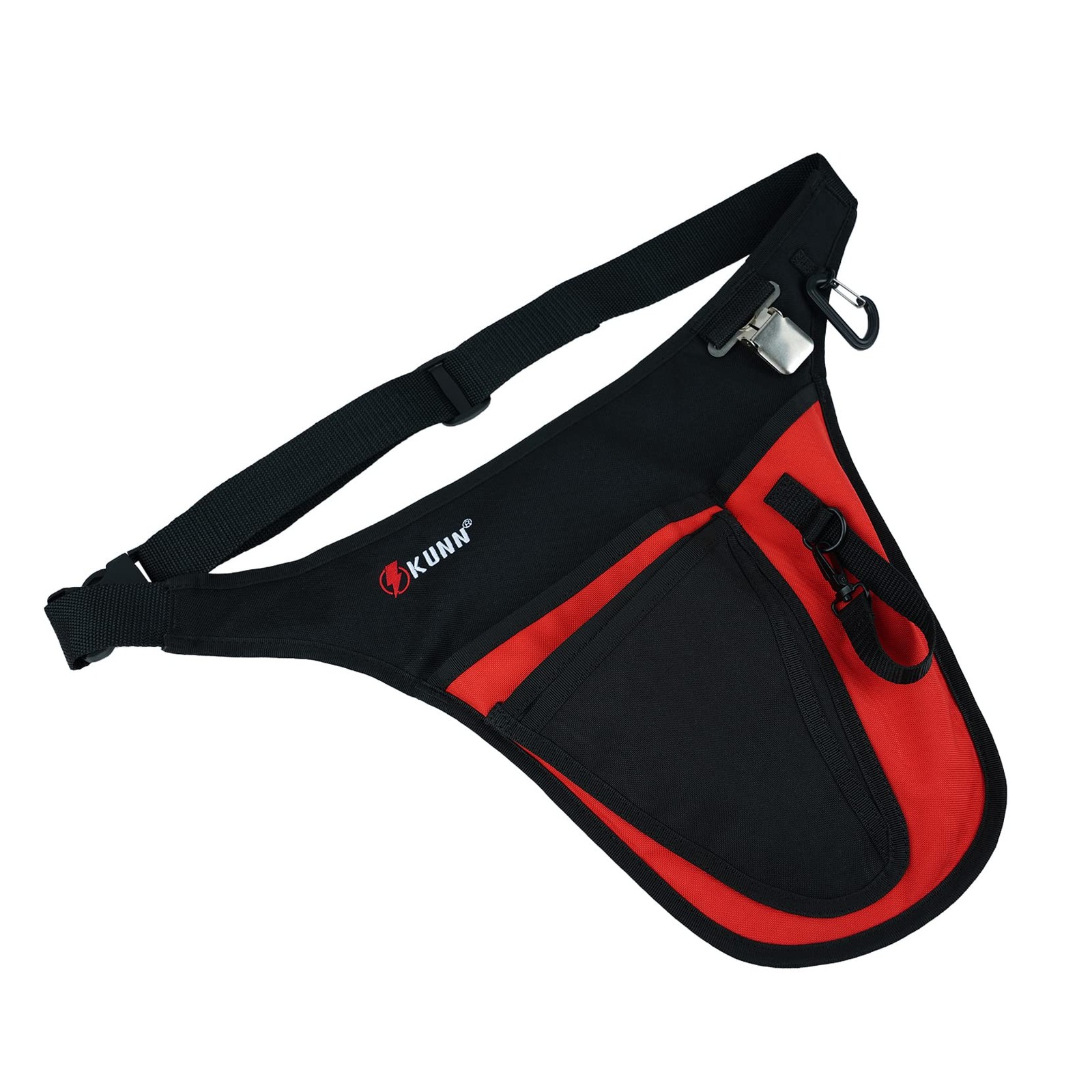 Red Garden Tool Belt with 4 Pockets Durable Adjustable Waist Pouch for Gardeners
