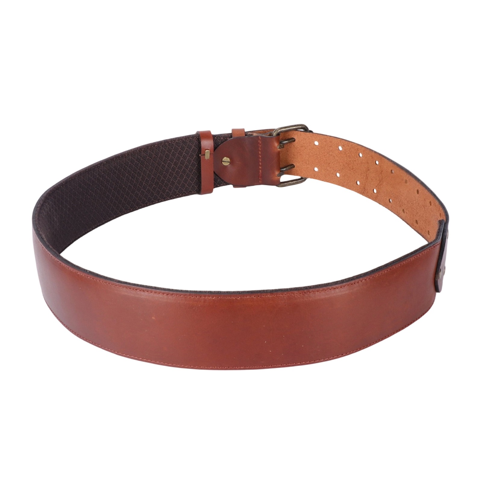 TOURBON Leather 2in Wide Men Tool Belt Rig Holster Belt Double Pin Roller Buckle