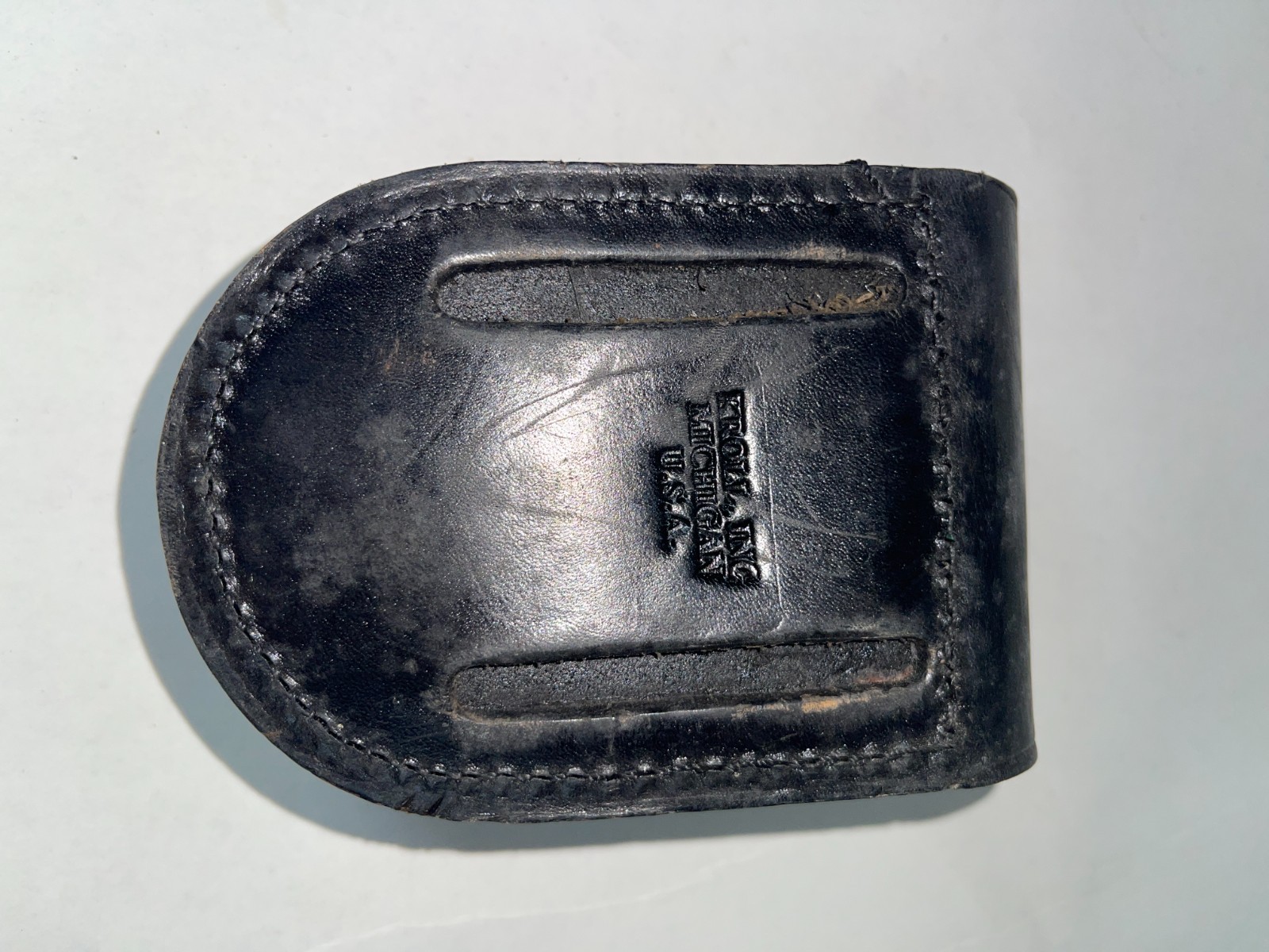 Vintage Kroll Inc. Leather Belt Pouch 4x4x2 Black Snap Case USA Made