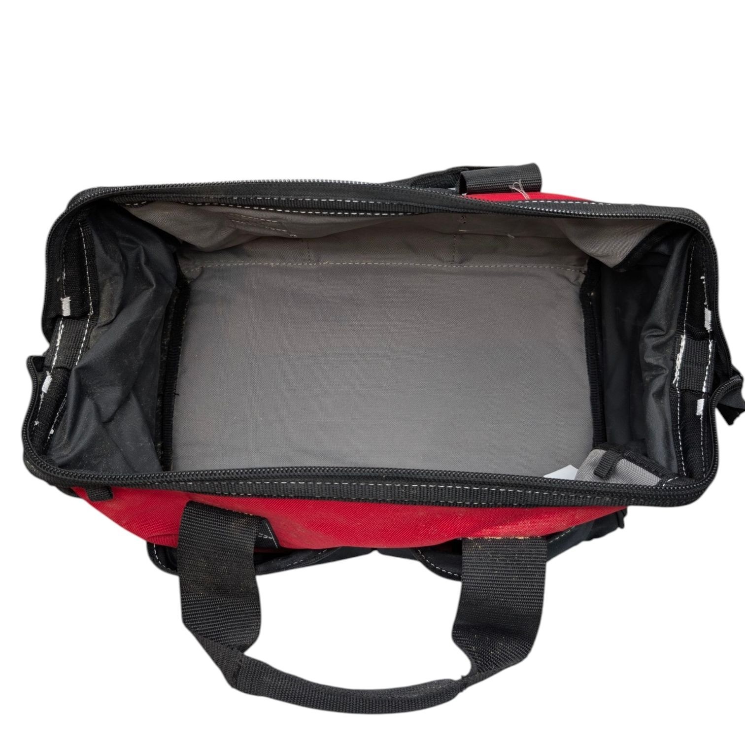 Husky Zippered Tool Bag Red Black 15 in Wide Mouth Canvas 5 Outer Pockets