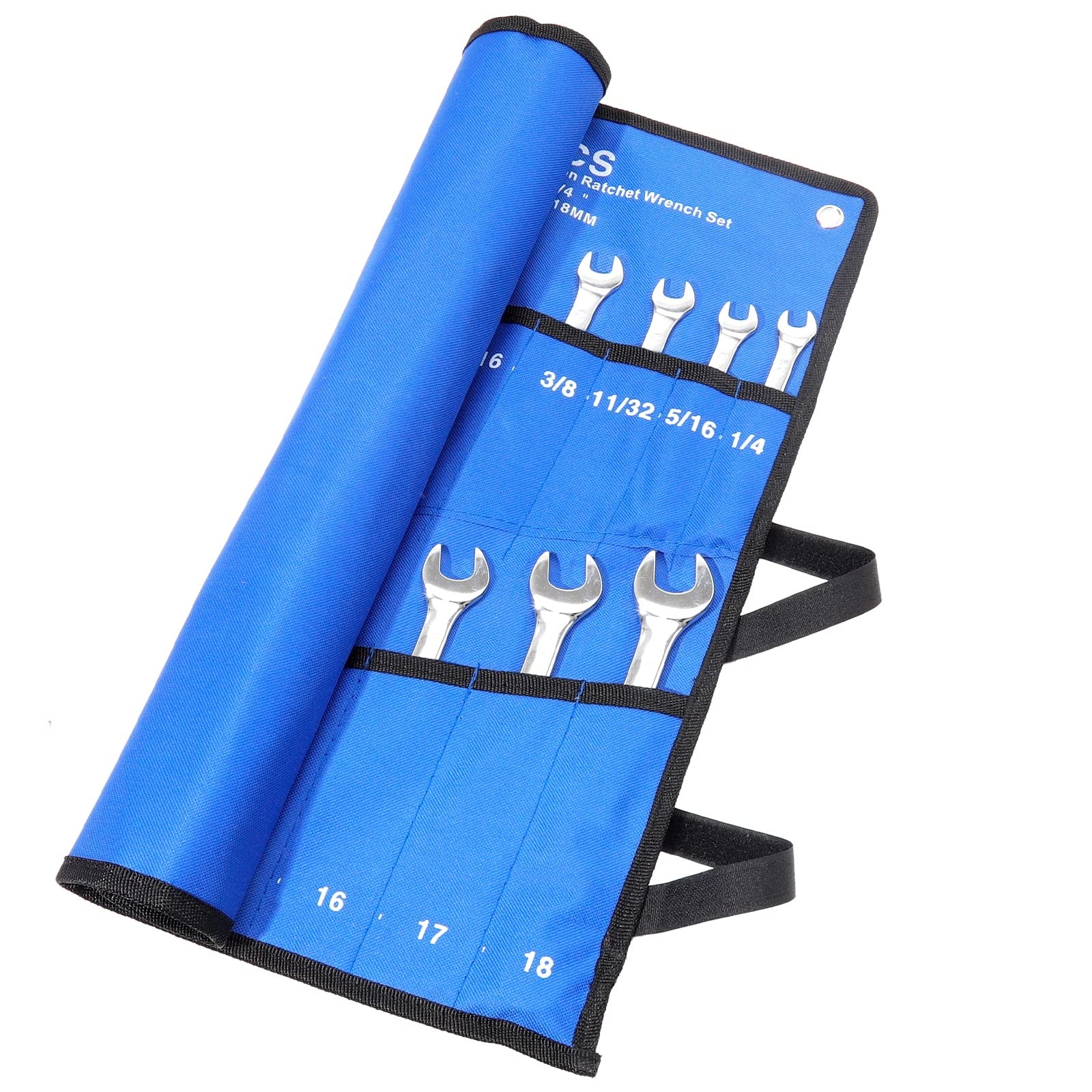 20 Pocket Wrench Roll Up Pouch Heavy Duty Canvas Tool Organizer Blue