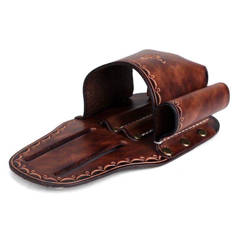 TOURBON Leather Tape Measuring Belt Pouch Knife Holder Contractor Pencil Case