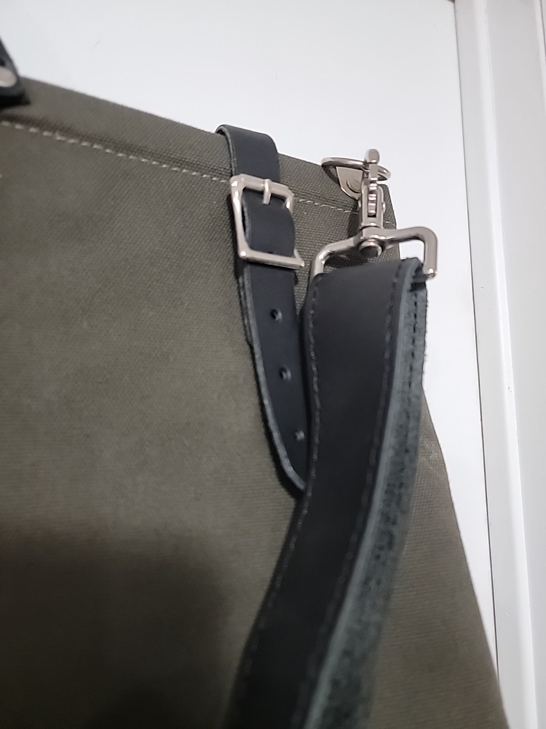 OLD STOCK VTG USA MADE Army Military Green Leather/Canvas Tool Shoulder Tote Bag