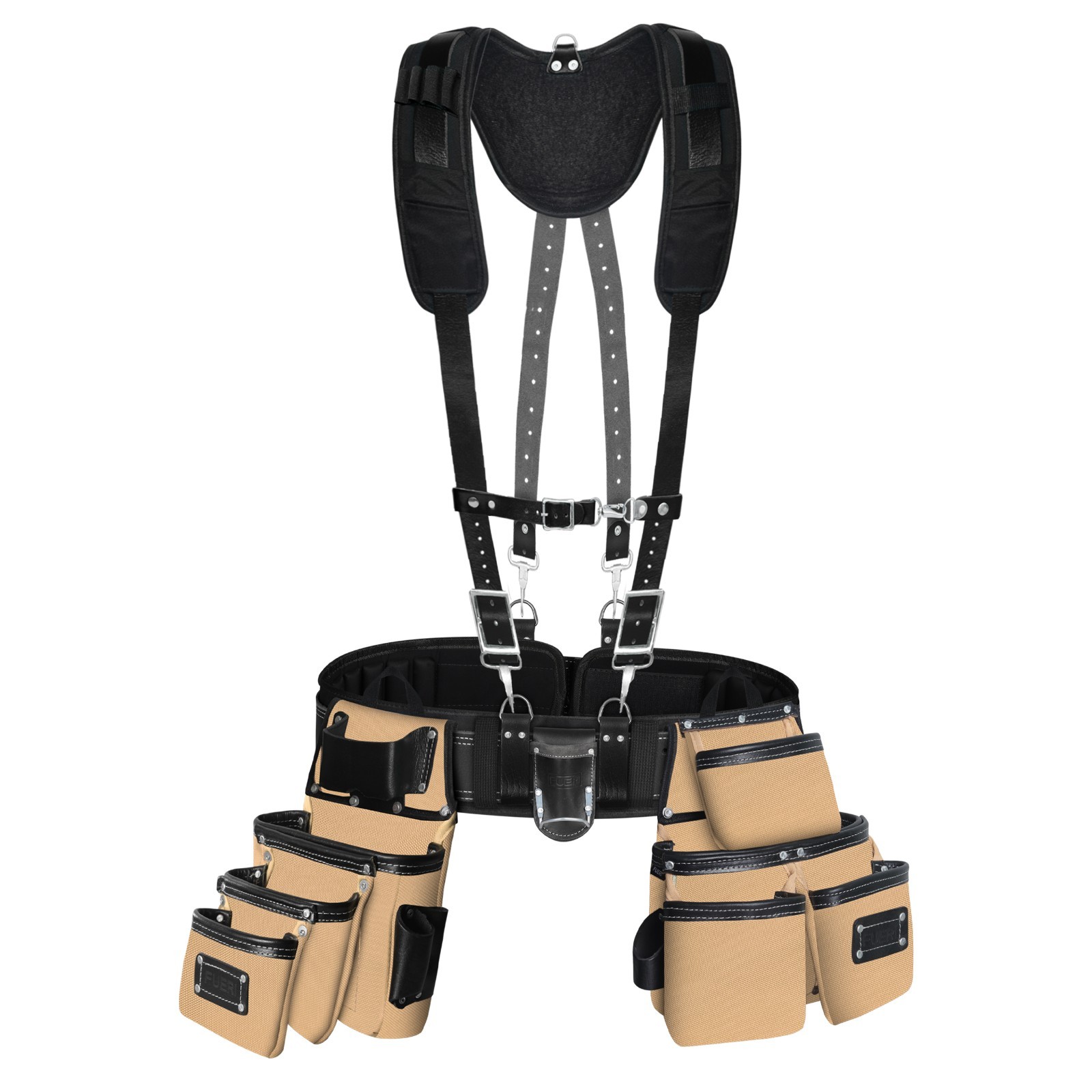 FUERI Electricians Heavy Duty 26 Pocket Leather Nylon Tool Belt Bag Carpenter