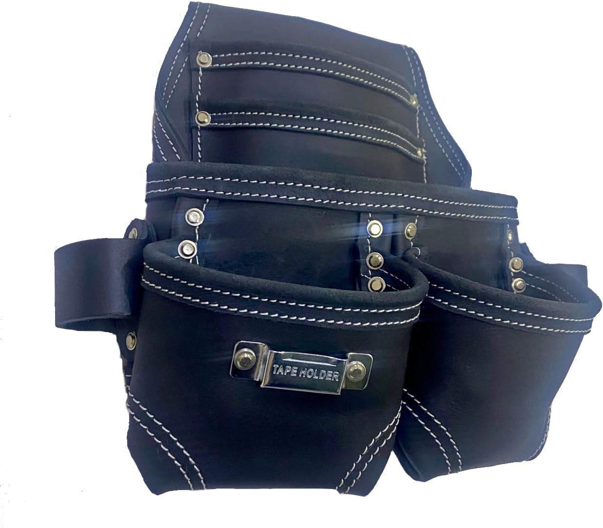20-123 5 Pocket Heavy Duty Leather Tool Bag, Black