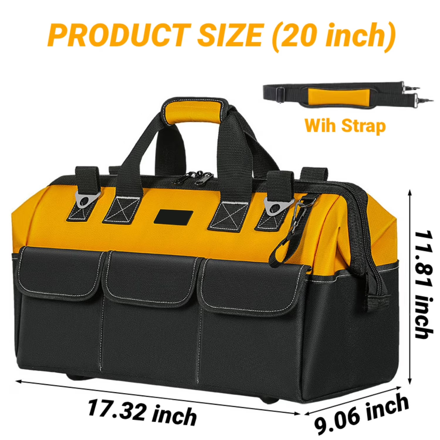 GOCHIFIX 20″ Heavy Duty Tool Bag Organizer w/ Strap Yellow FREE SHIP