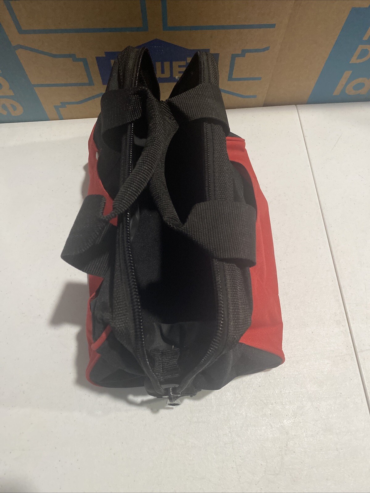 AWP Black/Red Polyester Utility Tool Tote Zip Closure 13”