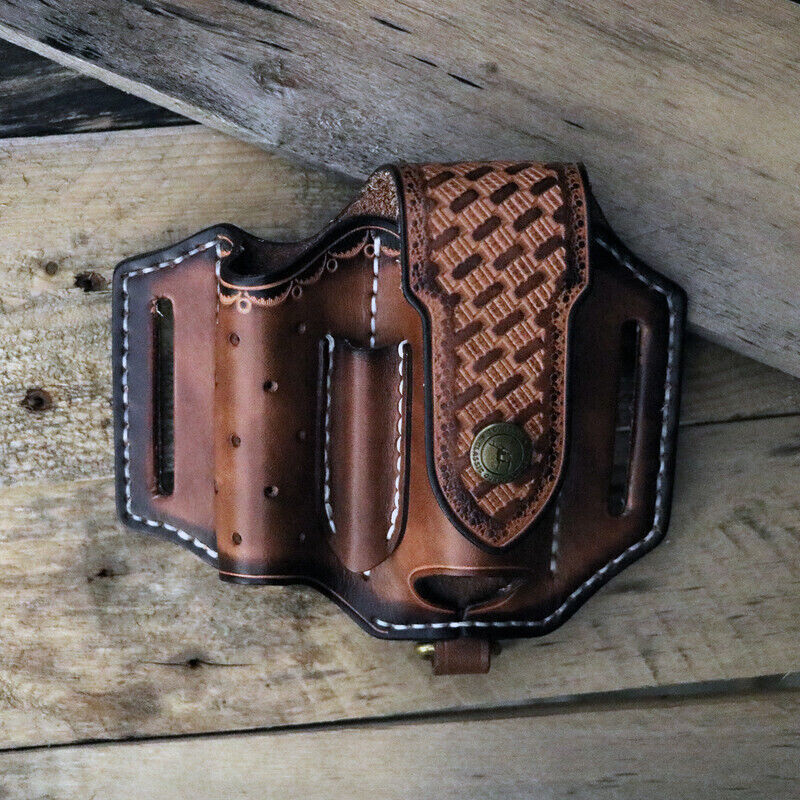 Leather Pocket Knife Sheath EDC Multitool Plier Belt Knives Pouch Tools Holster