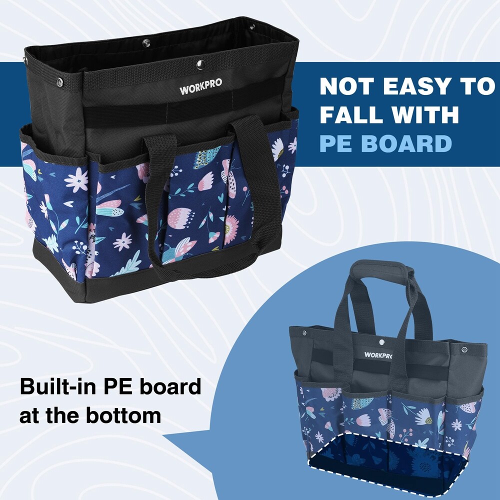 WORKPRO 12″ Garden Tool Bag Tote Bag Heavy Duty 9 Pocket Oxford Tool Storage Bag