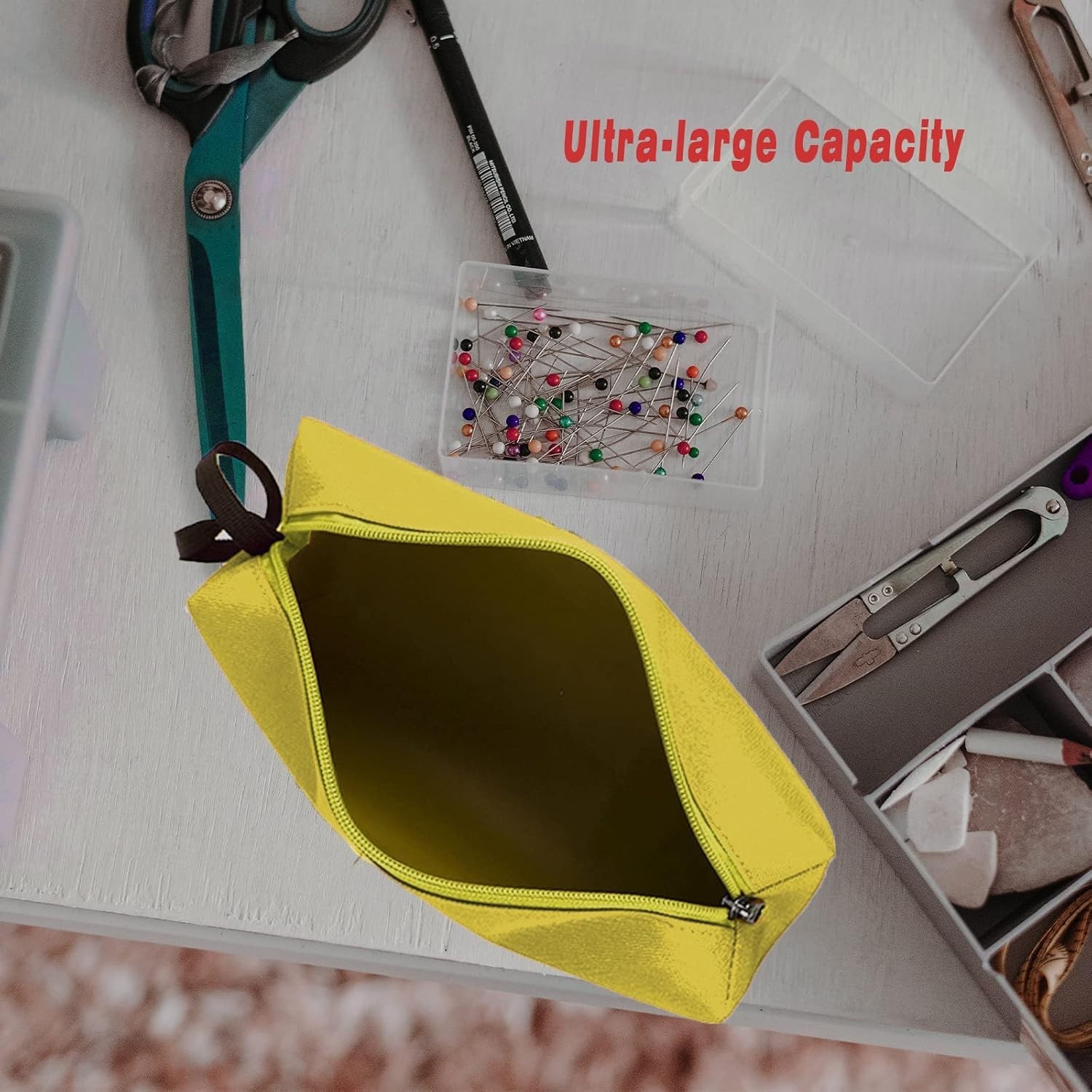 Durable Yellow Zipper Utility Tool Bag – Multi-Purpose Storage Pouch for Tools
