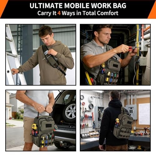 Rexmore 8L Chest Tool Bag 1680D Oxford 15-Pocket MOLLE Water Resistant Green