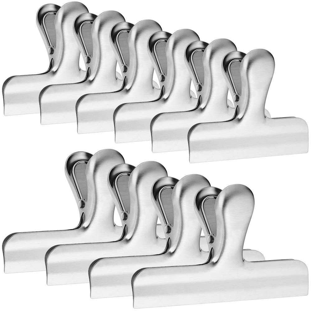 10 Pack Stainless Steel Chip Bag Clips, 3 6*3inch+4*4inch(10 pack), Silver