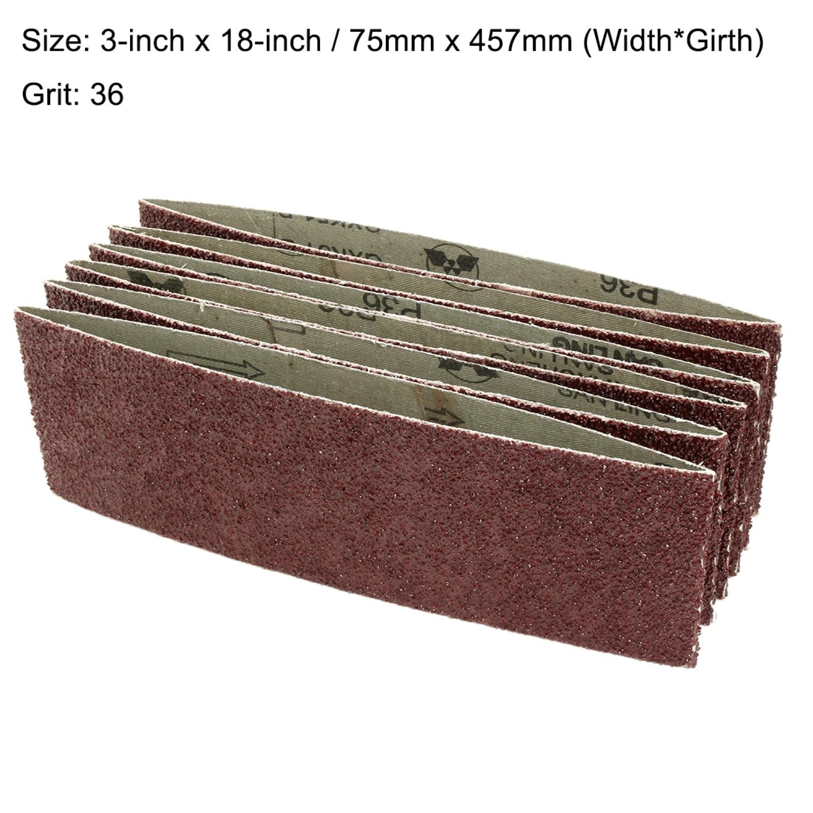 3″ x 18″ Aluminum Oxide Sanding Belt 36 Grits Lapped Joint 6pcs