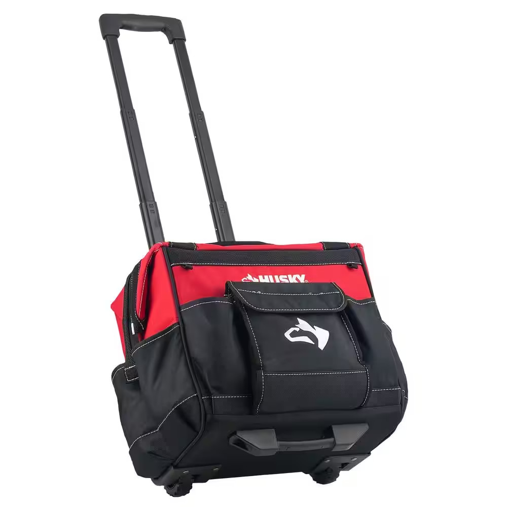 14 in Rolling Tool Tote Bag Heavy Duty Wheels Telescoping Handle Water Resistant