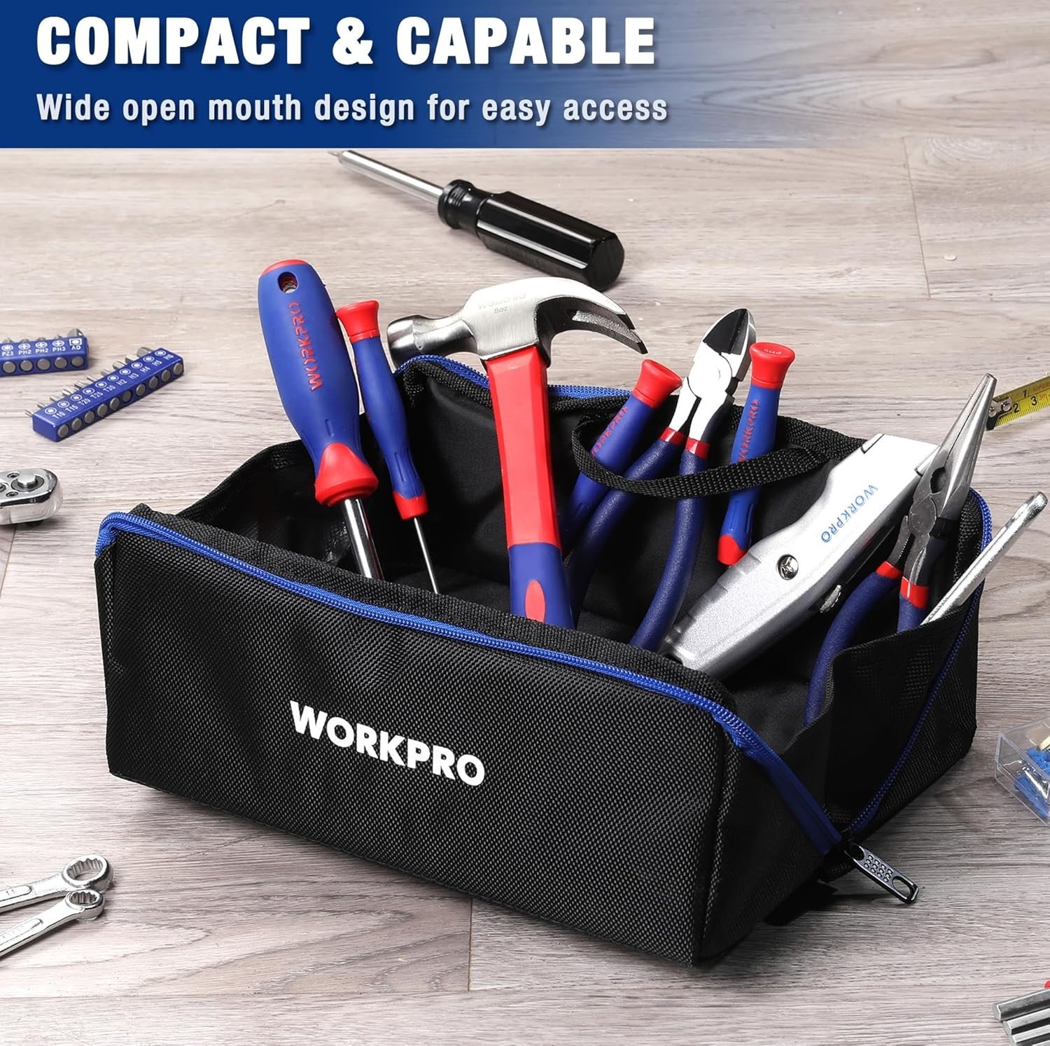 Multipurpose 10″ Tool Organizer Bag with Heavy-Duty Zippers for Professionals