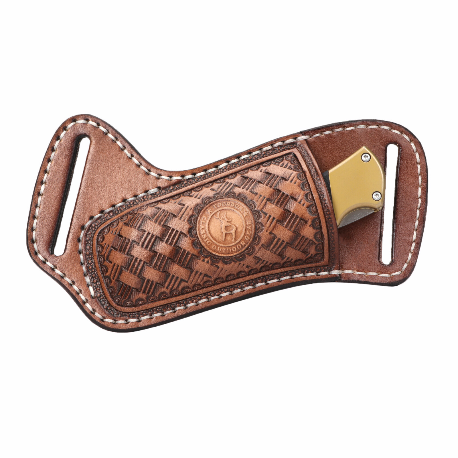 TOURBON Leather Folding Knife Sheath Belt Carry Pouch Tool Pocket Knives Holster