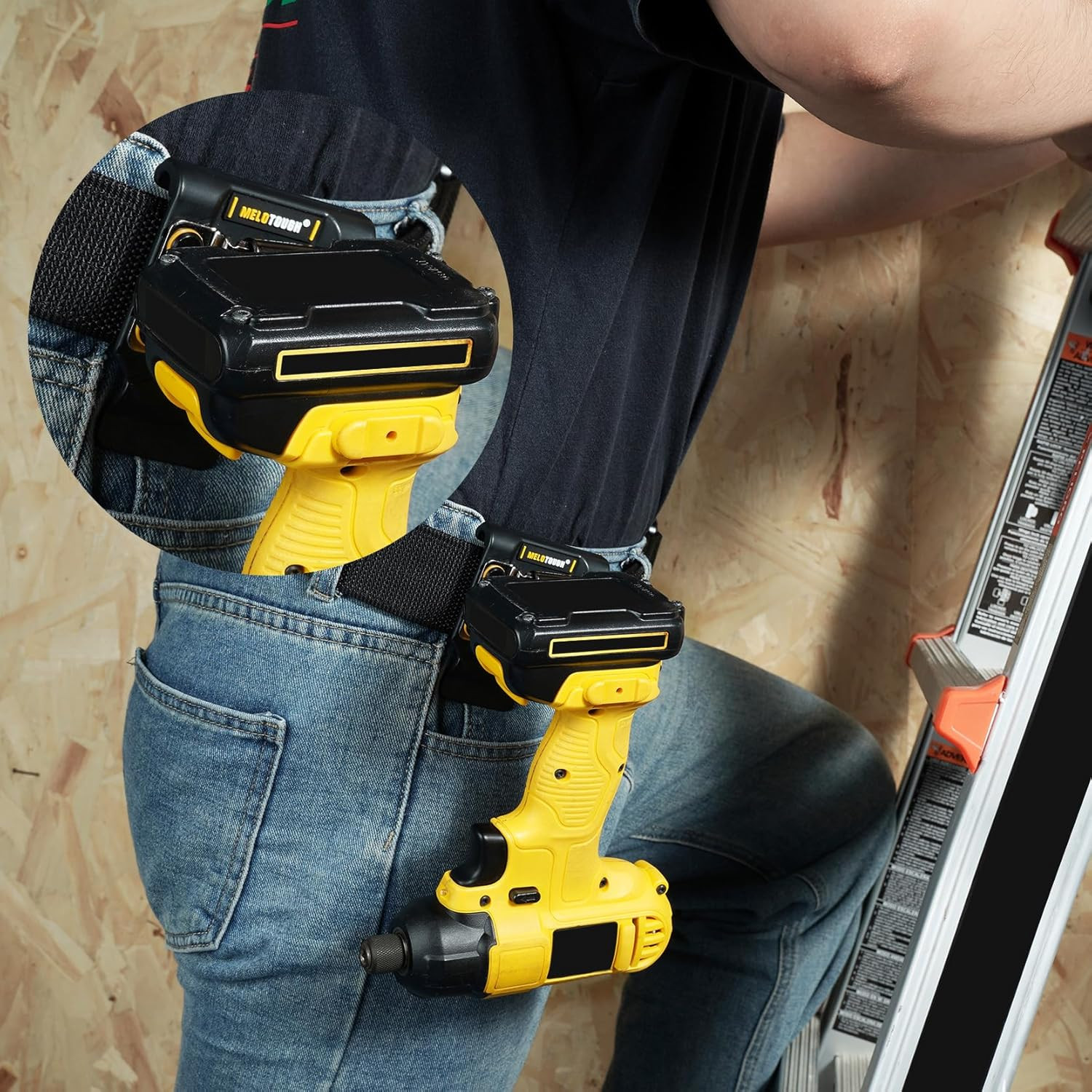 MELOTOUGH Drill Holder for Tool Belt,Drill Holster,Tape Measure Holder – Fits up