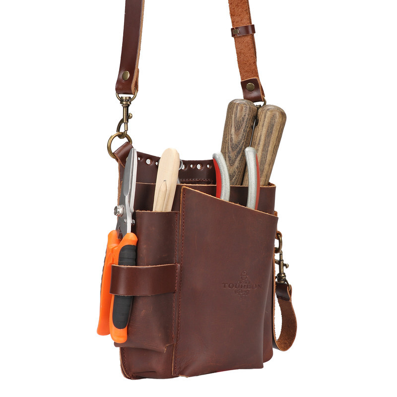 TOURBON Leather EDC Garden Tool Pliers Carry Pouch Belt Bag Phone Case Crossbody