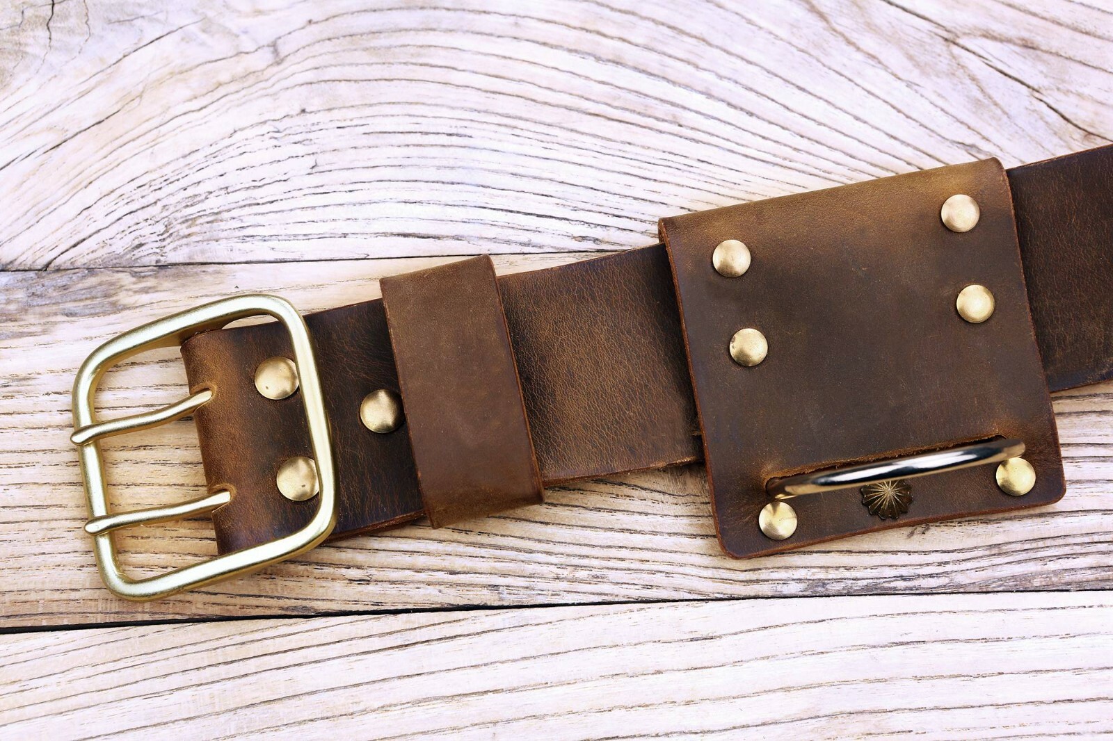 Heavy duty leather hammer belt holder leather tool belt hanger for hatchet axe