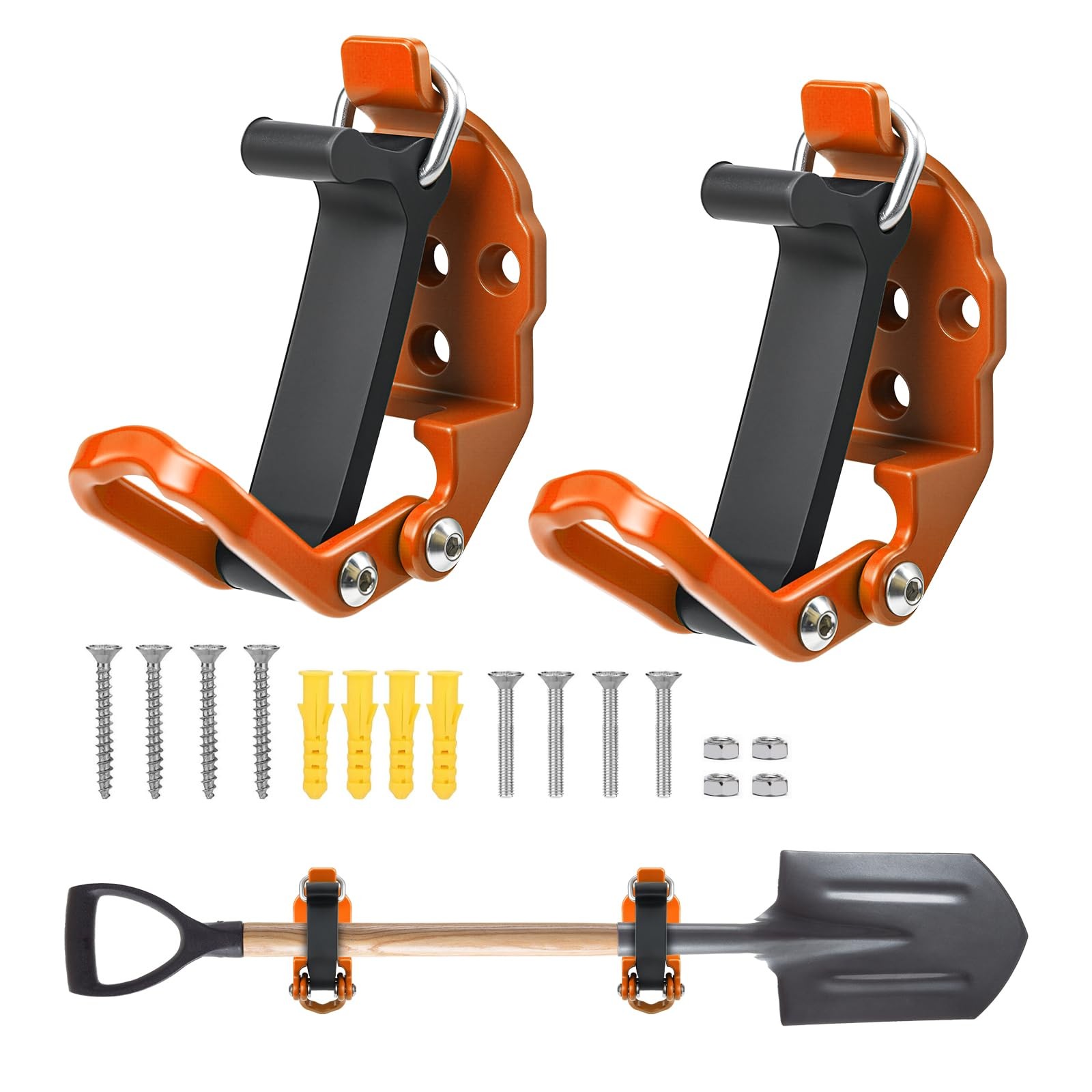 2 Pack Shovel Holder Wall Mount for Truck & Trailer, Adjustable -Coated Clamp…