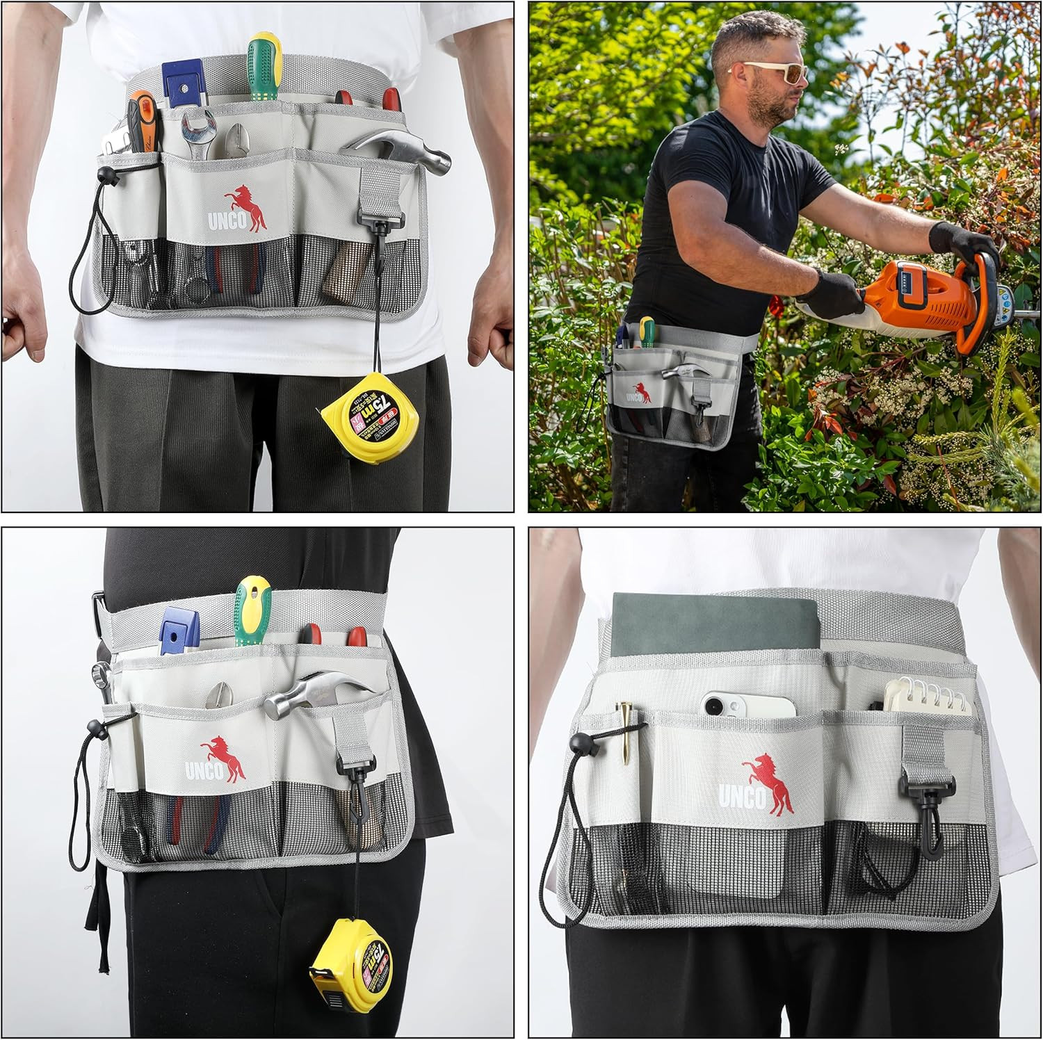 – Adjustable Gardening Belt, Light Gray, 7 Pockets, Wear Resistant, Cut Resistan