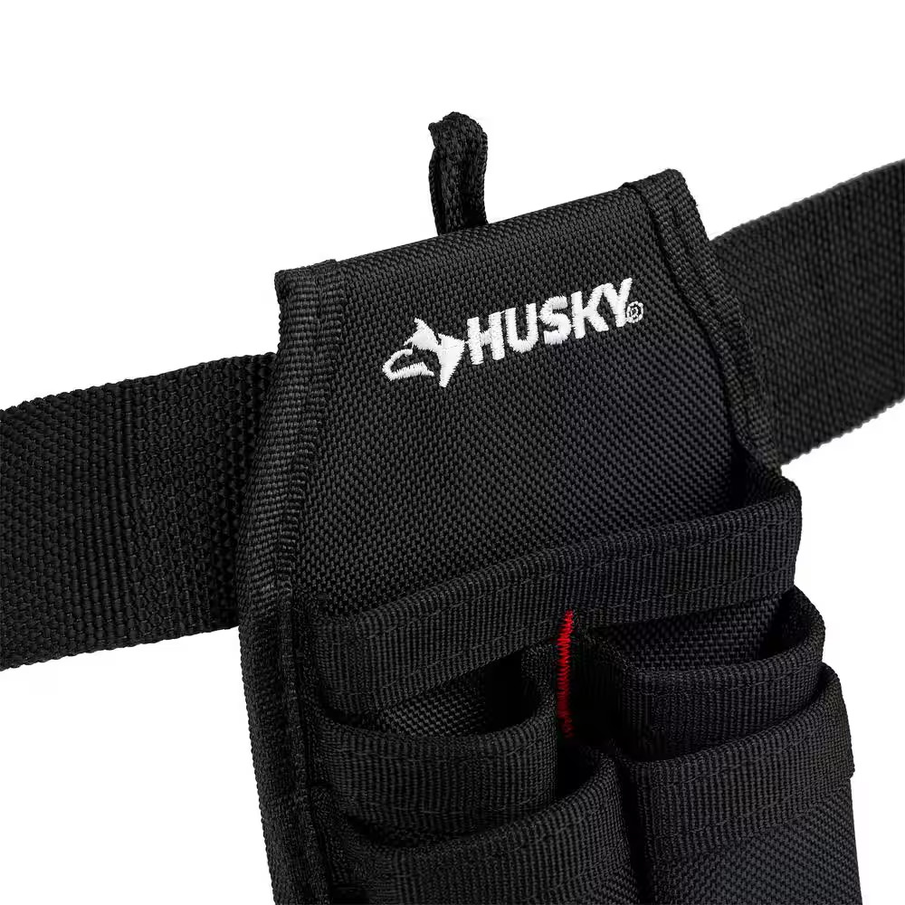 Husky Tool Belt Pouch 5 Pocket Heavy Duty 1680D Poly Black Utility Knife Holder