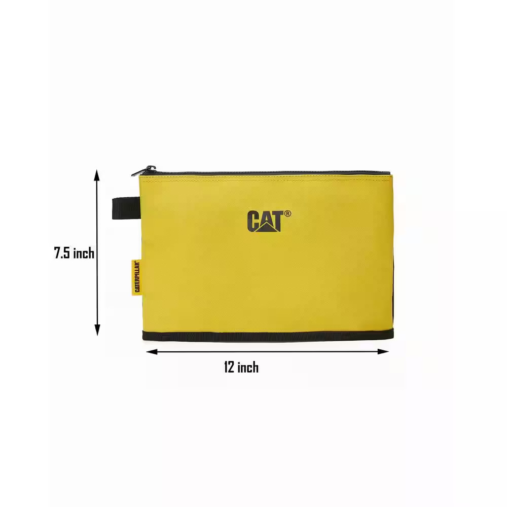 Tool Storage, 12 In. 1 Pocket, Black and Yellow, 600-D Polyester, Document Bag,