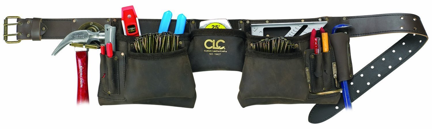 CLC Custom Leathercraft 19427 Construction Work Apron, Oiled Leather, 12 Pocket