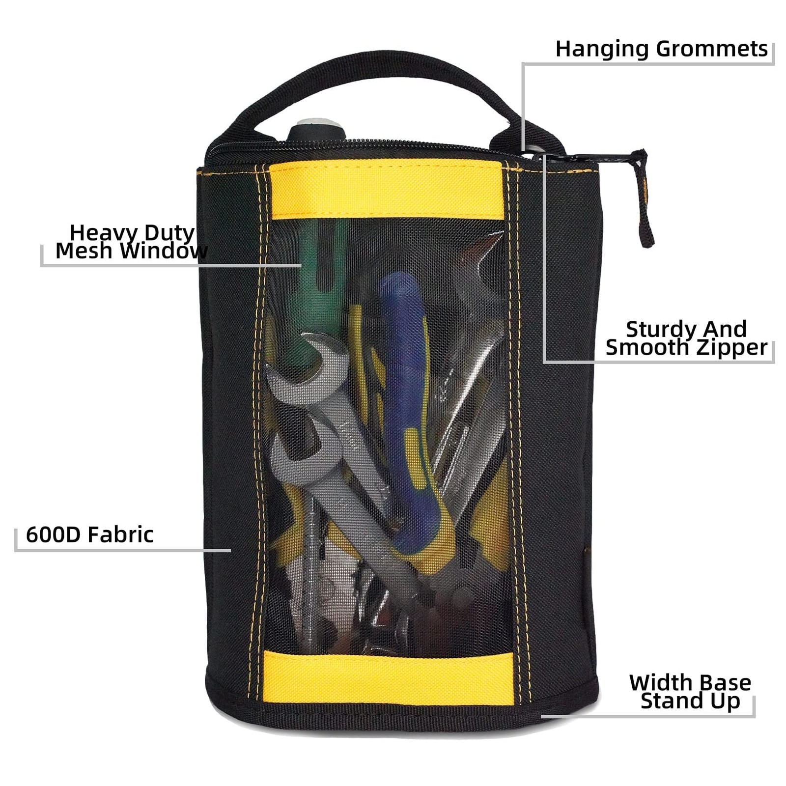 MELOTOUGH Canvas Zipper Tool Pouch Bag -Fastener small, Yellow 1pack
